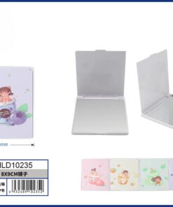 ESPEJO PARA BOLSO DE RECTANGULAR DISEÑO DE NIÑA CON FRESCO 8*9CM 1UND
