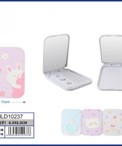 SET DE ESPEJO CON PEINE PARA BOLSO DE RECTANGULAR DISEÑO DE CONEJO 6.5*8.5CM 1UND (2PCS)