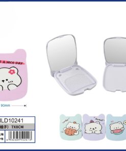 SET DE ESPEJO CON PEINE PARA BOLSO DE DISEÑO DE OSO 7*8CM 1UND (2PCS)