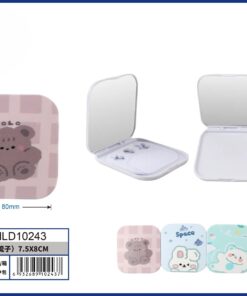 SET DE ESPEJO CON PEINE PARA BOLSO DE RECTANGULAR DISEÑO DE CONEJO / OSO 7.5*8CM 1UND (2PCS)