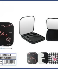 SET DE ESPEJO CON PEINE PARA BOLSO DE RECTANGULAR DISEÑO DE GATO / OSO 7.5*8CM 1UND (2PCS)