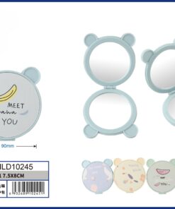 ESPEJO DOBLE PARA BOLSO DE REDONDO CON OREJA DE OSO 7.5*8CM 1UND