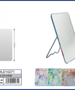 ESPEJO RECTANGULAR CON DISEÑO FLORES 13*17CM 1UND