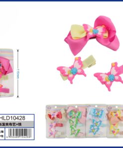 SET DE PRENSA PARA CABELLO DE LAZO CON MARIPOSA 1UND (3PCS)