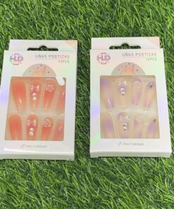 SET DE UÑAS POSTIZAS CON DISEÑO DIAMANTE Y LAZO 1UND