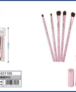 SET DE BROCHAS PARA MAQUILLAJE CON TARRO ROSADO BRILLANTE 1UND (5PCS)