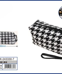 BOLSA PARA MAQUILLAJE RECTANGULAR CON COLOR NEGRO CON BLANCO 1UND
