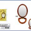 ESPEJO OVALADO DOBLE CARA PARA MESA BORDE PLÁSTICO COLOR CAFÉ 6″ 1UND