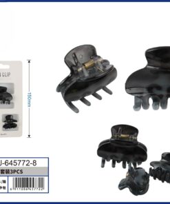 SET DE PRENSA PARA CABELLO COLOR NEGRO 1UND (3PCS)