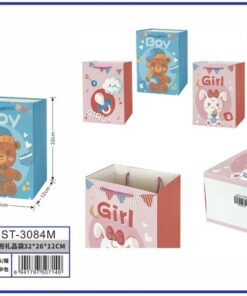 BOLSA DE REGALO DE BOY OSO O GIRL CONEJO 32*26*12CM 1UND