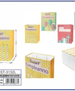 BOLSA DE REGALO DE LETRA BUON COMPLEANNO 40*30*12CM 1UND