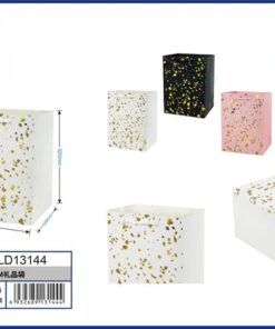 BOLSA DE REGALO DE COLOR LISO CON ESCARCHADO DORADO 32*26*12CM 1UND