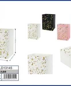 BOLSA DE REGALO DE COLOR LISO CON ESCARCHADO DORADO 44*31*12CM 1UND