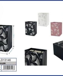 BOLSA DE REGALO DE COLOR LISO CON HOJAS 23*18*10CM 1UND