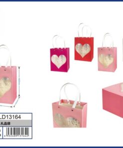 BOLSA DE REGALO DE COLOR LISO CON CORAZÓN DORADO 44*31*12CM 1UND