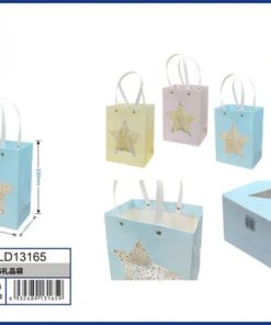 BOLSA DE REGALO DE COLOR LISO CON ESTRELLA DORADO 23*18*10CM 1UND