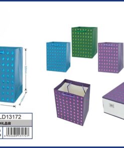 BOLSA DE REGALO DE COLOR LISO CON DISEÑO DIAMANTES 32*26*12CM 1UND