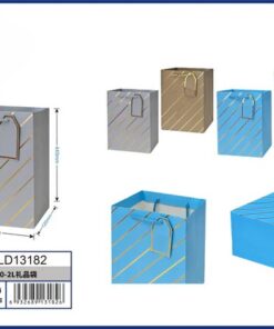 BOLSA DE REGALO DE COLOR LISO CON LÍNEA DORADAS 44*31*12CM 1UND