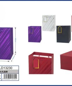 BOLSA DE REGALO DE COLOR LISO CON DISEÑOS Y CON ETIQUETA 44*31*12CM 1UND