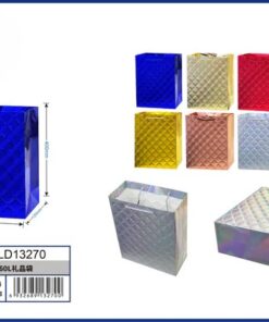 BOLSA DE REGALO DE COLOR LISO CON DISEÑO CUADRADOS 40*30*12CM 1UND