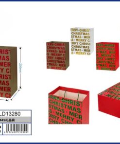 BOLSA DE REGALO NAVIDEÑO DE LETRA MERRY CHRISTMAS 23*18*10CM 1UND/ HLD13280