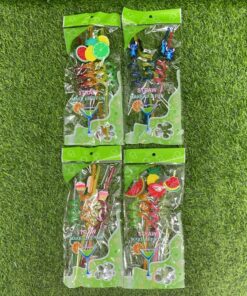SET DE PAJILLA PLÁSTICA CON DISEÑO STITCH/FRUTA/QUEQUITO/CONO 1UND (4PCS) / 90423-1