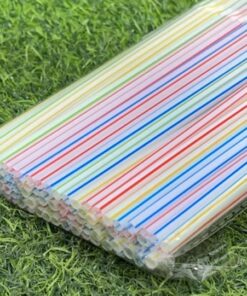 Alternative view of SET DE PAJILLA PLÁSTICA DE CURVA TUBO COLOR RAYADA 1UND (100PCS) / 90423-5