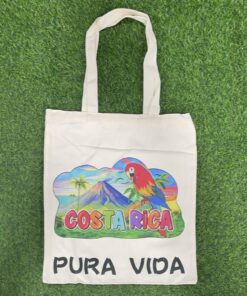 BOLSA TELA CON LETRA PURA VIDA DISEÑO VOLCÁN Y PERICO 40*35CM 1UND / 90438-77