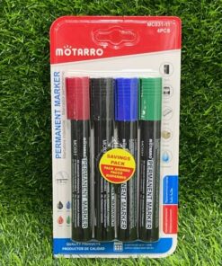 SET DE MARCADOR PERMANENTE COLOR AZUL+NEGRO+VERDE+ROJO 3.0MM 1UND (4PCS) / MC031-11